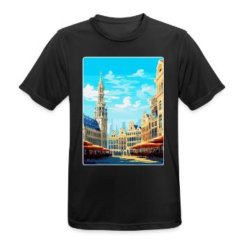 Brüssel Belgien Vintage Reiseplakat Souvenir - Männer T-Shirt atmungsaktiv - Schwarz - Vorne - AI Model Male 178 light (178cm)