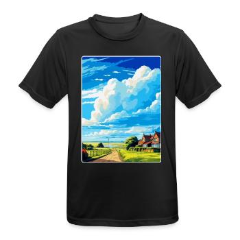 New Romney England Uk Vintage Travel Poster WPA - Men's Breathable T-Shirt - black - Front - AI Model Male 178 light (178cm)