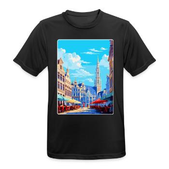 Brüssel Belgien Vintage Reiseplakat Souvenir - Männer T-Shirt atmungsaktiv - Schwarz - Vorne - AI Model Male 178 light (178cm)