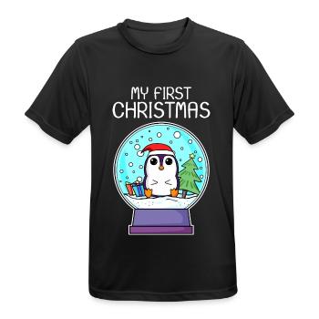 My first Christmas Baby Pinguin Weihnachten - Männer T-Shirt atmungsaktiv - Schwarz - Vorne - AI Model Male 178 light (178cm)