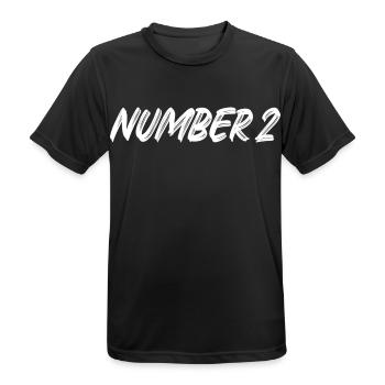 Number 2 - zwei - zweiter - zweite - 2 - Nummer 2 - Männer T-Shirt atmungsaktiv - Schwarz - Vorne - AI Model Male 178 light (178cm)