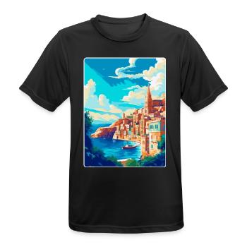 La Valette Malte Affiche de voyage vintage Souvenir WPA - T-shirt respirant Homme - noir - Devant - AI Model Male 178 light (178cm)