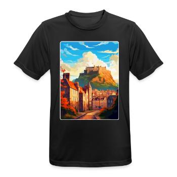 Edinburgh Schottland Großbritannien Reiseposter Souvenir WPA - Männer T-Shirt atmungsaktiv - Schwarz - Vorne - AI Model Male 178 light (178cm)