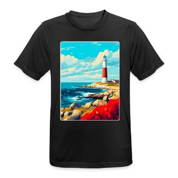 Portland Bill England Uk Reiseplakat Souvenir - Männer T-Shirt atmungsaktiv - Schwarz - Vorne - AI Model Male 178 light (178cm)