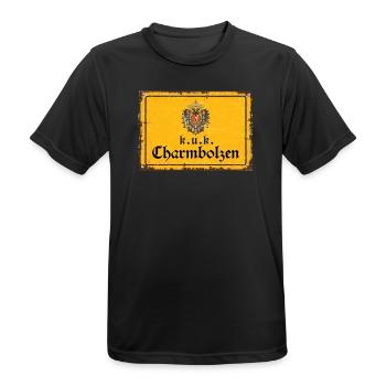 Vintage Österreich k.u.k. Charmbolzen - Männer T-Shirt atmungsaktiv - Schwarz - Vorne - AI Model Male 178 light (178cm)