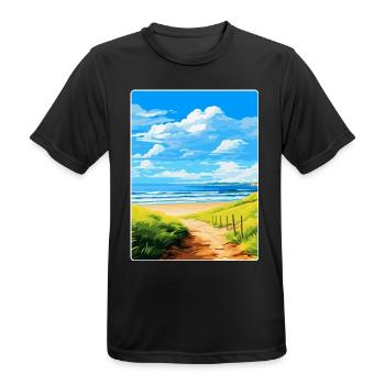 Northumberland Vintage Travel Poster Souvenir WPA - Men's Breathable T-Shirt - black - Front - AI Model Male 178 light (178cm)