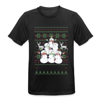 Schneemann Ugly Christmas - Männer T-Shirt atmungsaktiv - Schwarz - Vorne - AI Model Male 178 light (178cm)