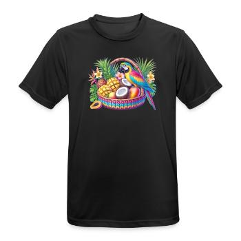 Fruit basket with parrot - Men's Breathable T-Shirt - black - Front - AI Model Male 178 light (178cm)