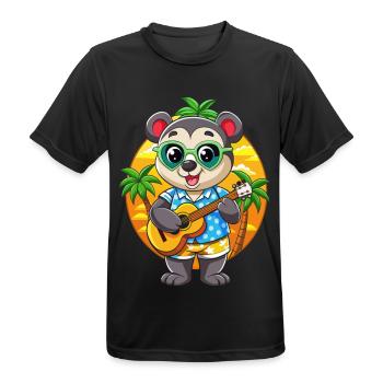 Lustige Panda Cartoon Sommer Strand Sonnenbrille Gitarre - Männer T-Shirt atmungsaktiv - Schwarz - Vorne - AI Model Male 178 light (178cm)
