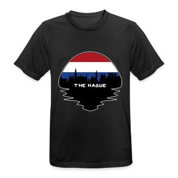 Den Haag Niederlande Flagge Skyline Silhouette Trav - Männer T-Shirt atmungsaktiv - Schwarz - Vorne - AI Model Male 178 light (178cm)