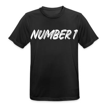 Number 1 - eins - erster - erste - 1 - Nummer 1 - Männer T-Shirt atmungsaktiv - Schwarz - Vorne - AI Model Male 178 light (178cm)