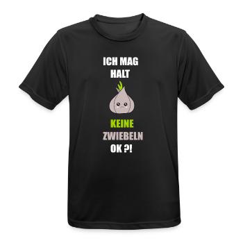 Ich mag keine Zwiebeln - Männer T-Shirt atmungsaktiv - Schwarz - Vorne - AI Model Male 178 light (178cm)