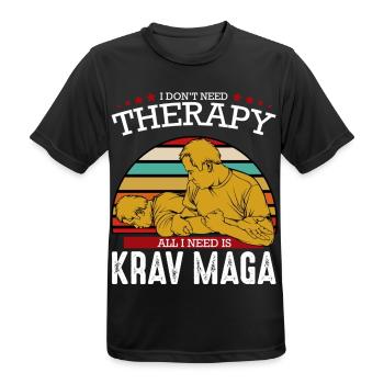 Krav Maga - Männer T-Shirt atmungsaktiv - Schwarz - Vorne - AI Model Male 178 light (178cm)