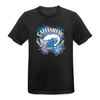 Wels Waller fischen Wels auf Farbklecksen - Männer T-Shirt atmungsaktiv - Schwarz - Vorne - AI Model Male 178 light (178cm)