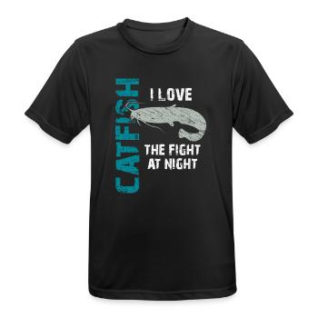 Pêche au poisson-chat Pêche sportive Poisson fort - T-shirt respirant Homme - noir - Devant - AI Model Male 178 light (178cm)
