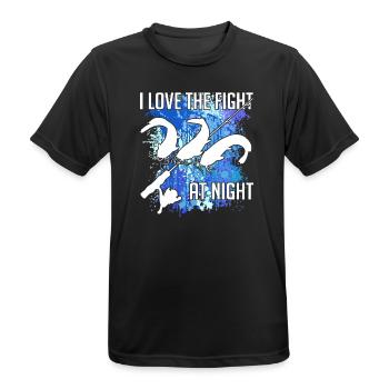 Waller catfish silhouette canne à pêche et éclaboussures de couleur - T-shirt respirant Homme - noir - Devant - AI Model Male 178 light (178cm)