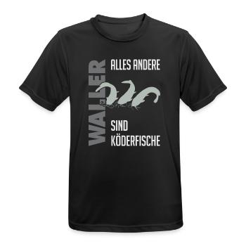 Wels fischen Kampf mit dem starken Wels - Männer T-Shirt atmungsaktiv - Schwarz - Vorne - AI Model Male 178 light (178cm)