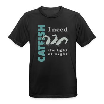 Combat de pêche au poisson-chat avec le poisson-chat fort - T-shirt respirant Homme - noir - Devant - AI Model Male 178 light (178cm)