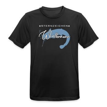 Sternzeichen Wallermann lustiger Wallerspruch Wels - Männer T-Shirt atmungsaktiv - Schwarz - Vorne - AI Model Male 178 light (178cm)