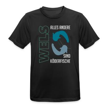 Wels angeln Waller fischen Sportfischen auf Wels - Männer T-Shirt atmungsaktiv - Schwarz - Vorne - AI Model Male 178 light (178cm)