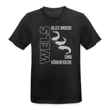 Wels angeln Waller fischen Sportfischen auf Wels - Männer T-Shirt atmungsaktiv - Schwarz - Vorne - AI Model Male 178 light (178cm)