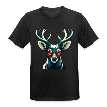 Hirsch Cartoon Figur Buntes Haustier Tier - Männer T-Shirt atmungsaktiv - Schwarz - Vorne - AI Model Male 178 light (178cm)