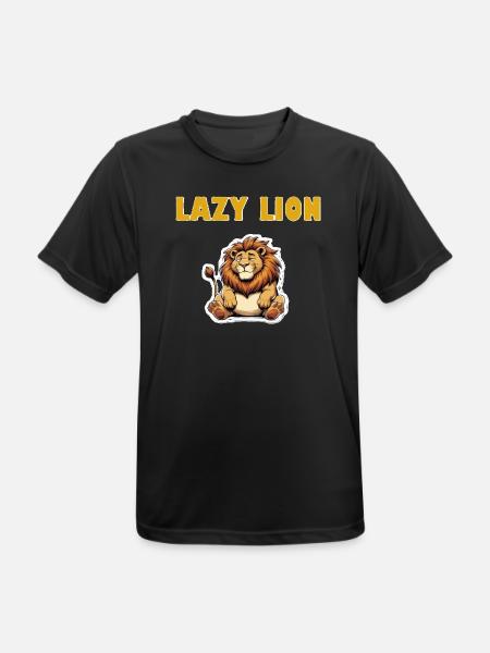 Lazy Lion Cartoon - Men's Breathable T-Shirt - black