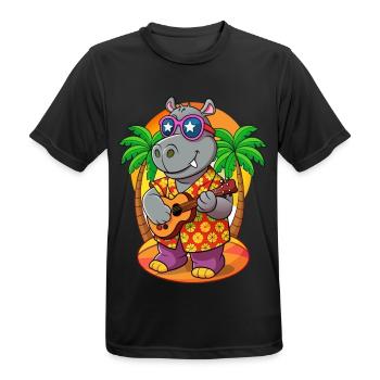 Lustige Nilpferd Cartoon Sommer Strand Sonnenbrille Gitarre - Männer T-Shirt atmungsaktiv - Schwarz - Vorne - AI Model Male 178 light (178cm)