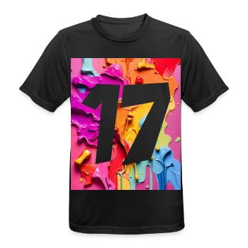 NR. 17 NUMMER 17 BUNT 17. GEBURTSTAG - Männer T-Shirt atmungsaktiv - Schwarz - Vorne - AI Model Male 178 light (178cm)