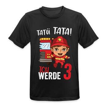 Tatü tata ich werde 3 Jahre Alt Feuerwehr - Männer T-Shirt atmungsaktiv - Schwarz - Vorne - AI Model Male 178 light (178cm)