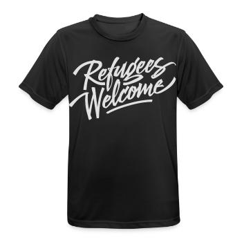 Refugees Welcome - Männer T-Shirt atmungsaktiv - Schwarz - Vorne - AI Model Male 178 light (178cm)