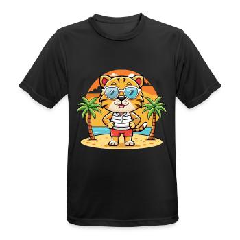 Tiger Lustige Cartoon Sommer Strand Sonnenbrille - Männer T-Shirt atmungsaktiv - Schwarz - Vorne - AI Model Male 178 light (178cm)