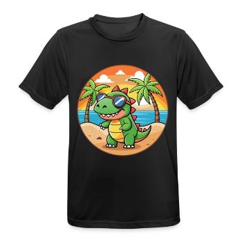 Dinosaurier Lustige Cartoon Sommer Strand Sonnenbrille - Männer T-Shirt atmungsaktiv - Schwarz - Vorne - AI Model Male 178 light (178cm)