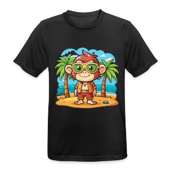 Affe Lustige Cartoon Sommer Strand Sonnenbrille - Männer T-Shirt atmungsaktiv - Schwarz - Vorne - AI Model Male 178 light (178cm)