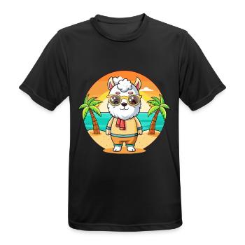 Lama Lustige Cartoon Sommer Strand Sonnenbrille - Männer T-Shirt atmungsaktiv - Schwarz - Vorne - AI Model Male 178 light (178cm)