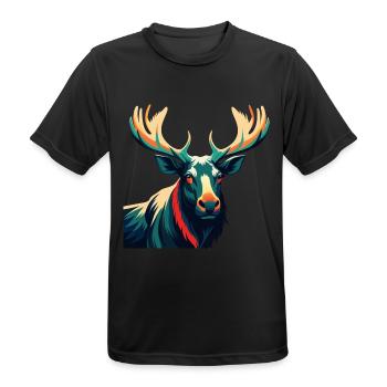 Elch Zeichentrickfigur Buntes Haustier Tier - Männer T-Shirt atmungsaktiv - Schwarz - Vorne - AI Model Male 178 light (178cm)