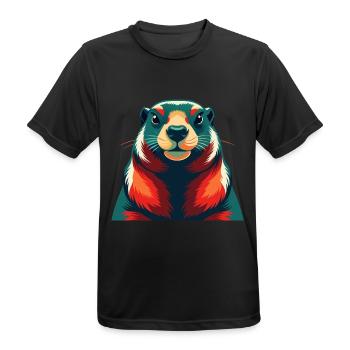Murmeltier Zeichentrickfigur Buntes Haustier Tier - Männer T-Shirt atmungsaktiv - Schwarz - Vorne - AI Model Male 178 light (178cm)