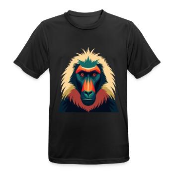 Baboon Cartoon Character Colorful Pet Animal - Men's Breathable T-Shirt - black - Front - AI Model Male 178 light (178cm)