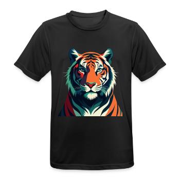 Tiger Cartoon Figur Buntes Haustier Tier - Männer T-Shirt atmungsaktiv - Schwarz - Vorne - AI Model Male 178 light (178cm)