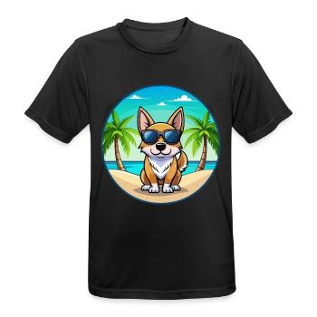 Schwedische Vallhund Hunderasse Cartoon Sonnenbrille Strand - Männer T-Shirt atmungsaktiv - Schwarz - Vorne - AI Model Male 178 light (178cm)