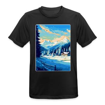 Kitzbuhel Austria Vintage Travel Poster Souvenir - Men's Breathable T-Shirt - black - Front - AI Model Male 178 light (178cm)