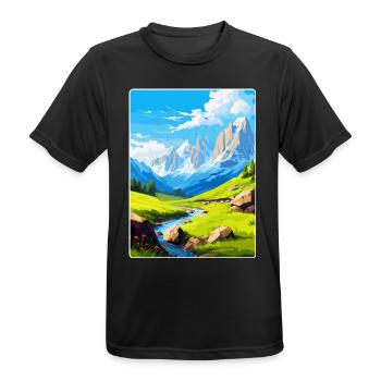 Parc national des Picos de Europa Espagne Affiche de voyage - T-shirt respirant Homme - noir - Devant - AI Model Male 178 light (178cm)