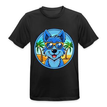 Blauer Paul Terrier Hund Rasse Cartoon Sonnenbrille Strand - Männer T-Shirt atmungsaktiv - Schwarz - Vorne - AI Model Male 178 light (178cm)