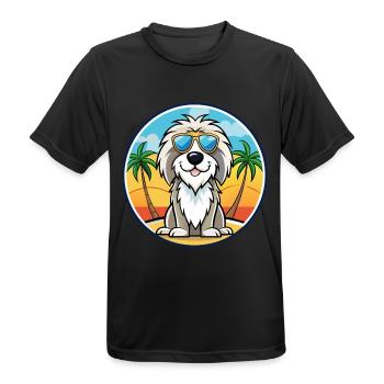 Picardie Schäferhund Rasse Cartoon Sonnenbrille Strand - Männer T-Shirt atmungsaktiv - Schwarz - Vorne - AI Model Male 178 light (178cm)