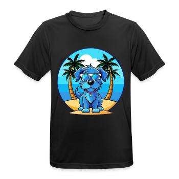 Blue Picardy Spaniel Dog Breed Cartoon Sunglasses - Men's Breathable T-Shirt - black - Front - AI Model Male 178 light (178cm)