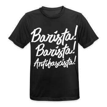 Barista, Barista. Antifascista! - Männer T-Shirt atmungsaktiv - Schwarz - Vorne - AI Model Male 178 light (178cm)