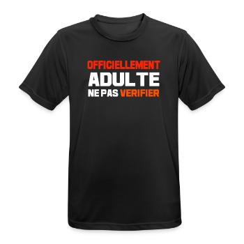 Officiellement adulte ne pas vérifier - T-shirt respirant Homme - noir - Devant - AI Model Male 178 light (178cm)
