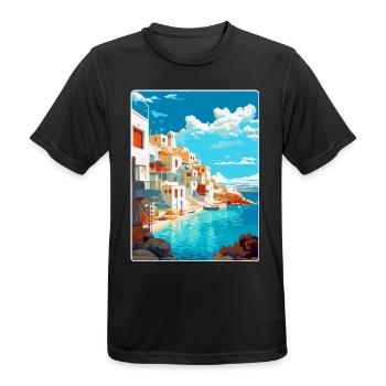 Naxos Greece Vintage Travel Poster WPA Souvenir - Men's Breathable T-Shirt - black - Front - AI Model Male 178 light (178cm)