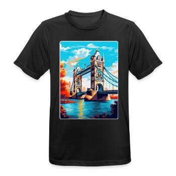 Tower Bridge England Uk Reise Poster Souvenir WPA - Männer T-Shirt atmungsaktiv - Schwarz - Vorne - AI Model Male 178 light (178cm)