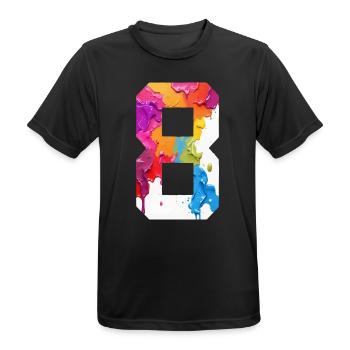 FARBIG NUMMER 8 BUNT 8. GEBURTSTAG - Männer T-Shirt atmungsaktiv - Schwarz - Vorne - AI Model Male 178 light (178cm)